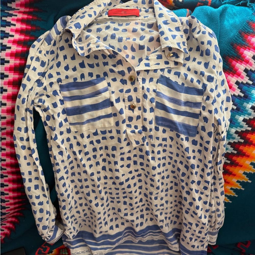 Carolina Herrera Silk Button Down Blouse